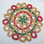 Handcrafted Bamboo Trivet Red Green Accents Round Heat Resistant Mat Deco Center