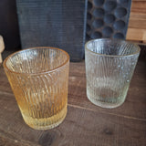 Textured Glass Tumblers Tree Bark Design Brown Tint Rustic Vintage Replacements