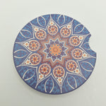 Ceramic Car Coasters Mandala Design Cork Backing 2.75 Inche Diameter Cup Holders