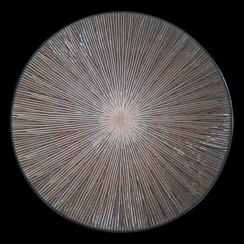 Handcrafted Ceramic Plate Intricate Suburst Lined Design Textured 12 Inch Large