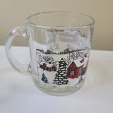 Libbey Winter Village Christmas Glass Mug Set of 4 Snow Horse Country