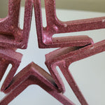Metal Star Pink Sparkle Glitter Welded Handmade Painted Homemade