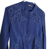 ana Blue Blouse Lace Button Up Down Shirt Womens Medium