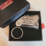Pet ID Tag Engagement Announcement Wedding Silver Humans Getting Married Bone Paw