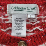 Coldwater Creek Sweater Button Down Penguin Rabbit Hair Red White Womens Size Large