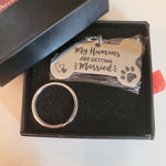 Pet ID Tag Engagement Announcement Wedding Silver Humans Getting Married Bone Paw