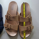 Westconnex Slip On Sandals Size 41 Two Pairs Blue Gold Plastic Double Strap Soft Cushion