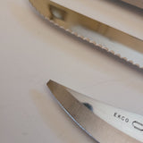 Ekco Stainless Vanadium Knife Block Set of 6 Knives Hanging Wood Holder Vintage