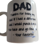 Coffee Mug Cup Father Child Day Dad Favorite Gift Cocoa Tea