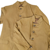 Vintage Satone Matching Jacket Set Canvas Material Brown Buttons