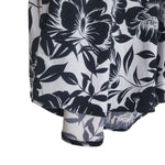 Worthington Blouse Black White Gloral Stripe Long Sleeve Womens Petite XL