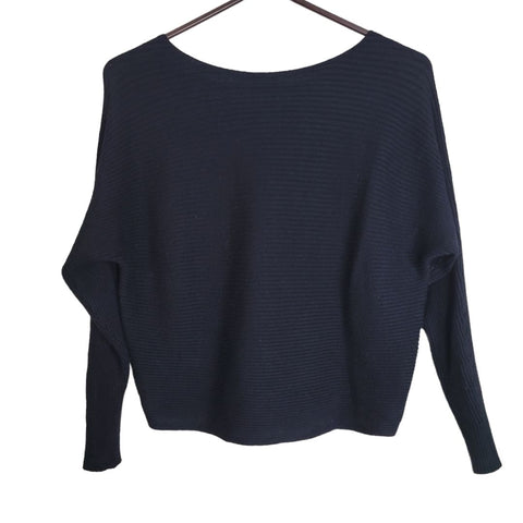 Cropped Black Knit Sweater Long Sleeve Womens Medium