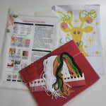 Cross Stitch Kit Red Reindeer Christmas Thread Needles All in One Set