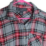 Polly & Esther Button Down Plaid Shirt Blak Gray Red Womens Large