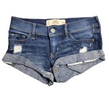Hollister Denim Sistressed Jean Shorty Shorts Rolled Womens 0