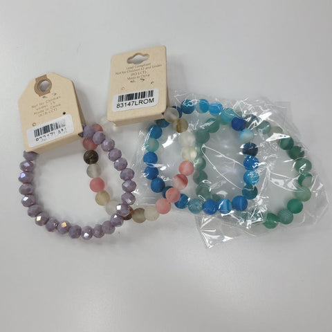 Crystal Avenue Stretch Bracelet Lot of 4 Rainbow Round Beads