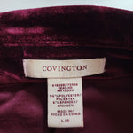 Covington Velvet Deep Red Blazer Shoulder Pads Buttons Faux Pockets Womens Large