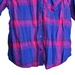Maurices Button Up Purple Pink Plaid Womens Large