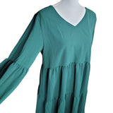 Flowy Dress Ligtweight Green Short Oversized Tiered Womens Large