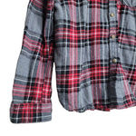 Polly & Esther Button Down Plaid Shirt Blak Gray Red Womens Large