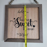 Wooden Framed Home Sweet Home Sign Beaded String
