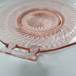 Anchor Hocking Pink Depression Glass Platter Miss America Handles Circles