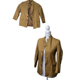 Vintage Satone Matching Jacket Set Canvas Material Brown Buttons