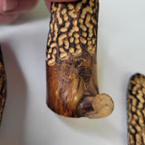 Set of 4 Morel Mushroom Wood Carved Merchroom Forage Mantle Outdoors Fungi Art